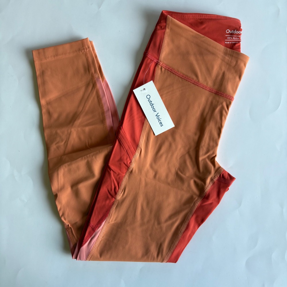 Outdoor Voices Zoom 7/8 Legging Sunstone Paprika Peach Colorblock Small NEW‎